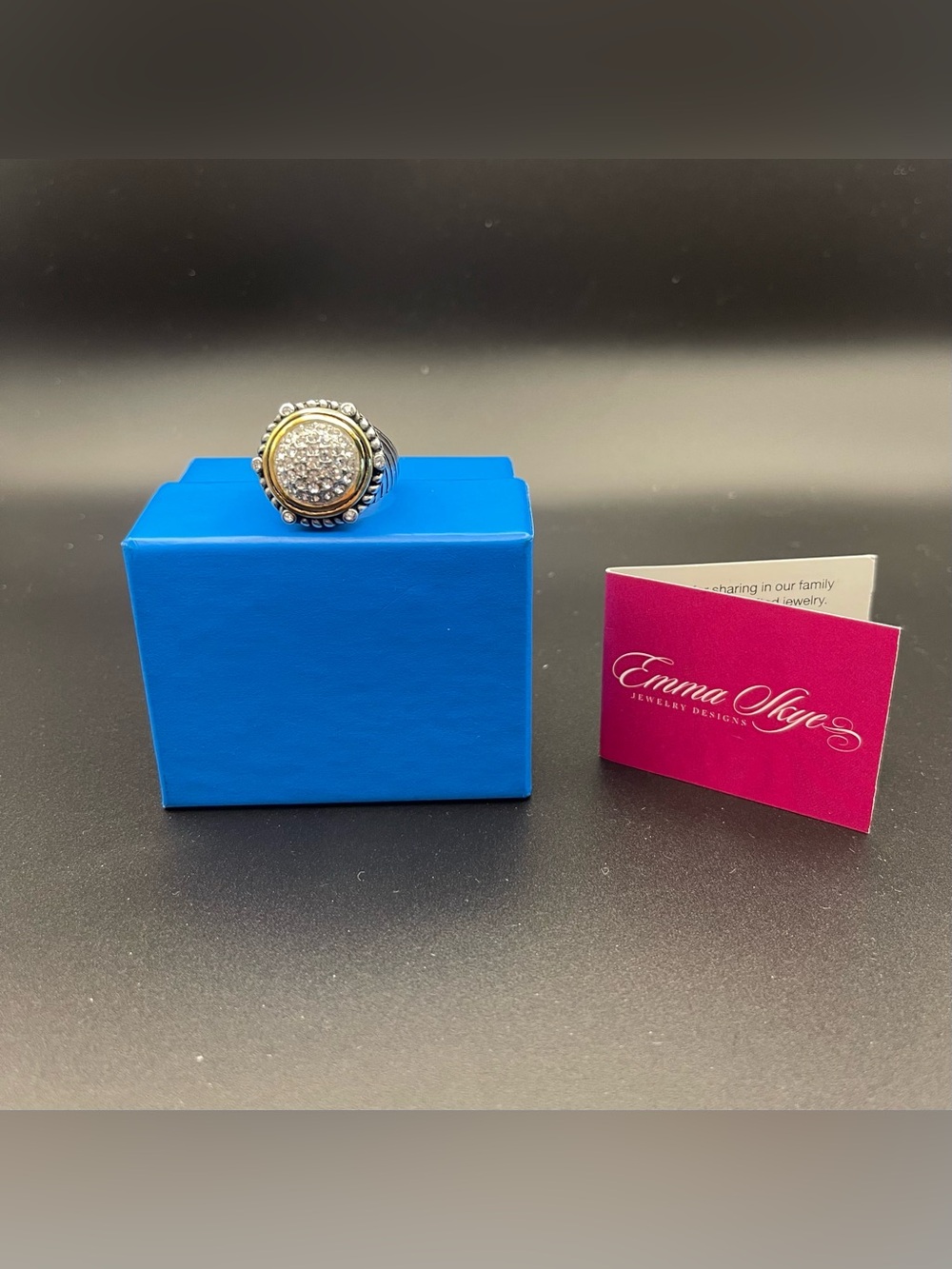 Nib Never Worn Emma Skye Dome Ring / Two Tone crystal Statement Ring